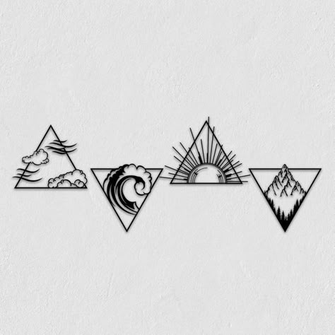 Tattoo Main, Element Tattoo, Simple Tattoos For Guys, Tattoos Infinity, Elements Tattoo, Geometric Tattoos, Inspiration Tattoos, Tattoos Geometric, Decorative Wall Art