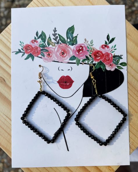 Earring Display Card holder/ Jewelry Display Card/ Jewelry Earring Woman portrait Display Card by WetPrintShop on Etsy Earring Cards Template, Card Earring, Beautiful Woman Portrait, Earring Card Display, Earring Display Card, Pressed Flower Crafts, Card Jewelry, Jewelry Cards, Jewelry Display Cards