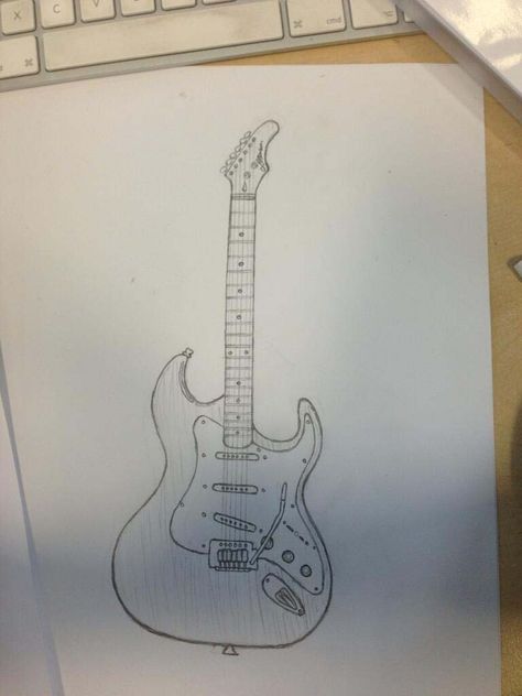 Guitar Drawing Drawings Of Guitars Sketches, Easy Guitar Sketch, Electronic Guitar Drawing, Electric Guitar Drawing Sketches Pencil, Aesthetic Guitar Drawing, Guitar Drawing Sketches Pencil, Drawings To Draw For Your Boyfriend, Eletric Gutair Drawings, Guitar Sketch Aesthetic