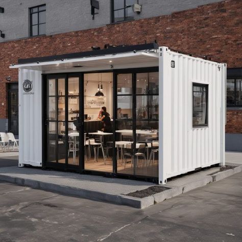 Looking for a stylish, affordable café setup? Try a Modular Container Café! Quick to install and eco-friendly 🌱. Perfect for your next business move! 🚀 🔗 https://www.samanportable.com/product/modular-container-cafe/ Bakery Container, Small Cafe Interior, Bakery Truck, Shipping Container Restaurant, Shipping Container Cafe, Prefab Office, Container Coffee Shop, Portable Sheds, Pre Engineered Buildings