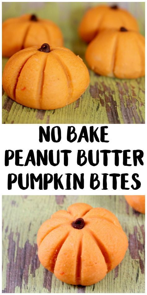 Recipes Supper, Pumpkin Bites, Pasteles Halloween, Themed Recipes, Recetas Halloween, Recipes Fruit, Peanut Butter Bites, No Bake Peanut Butter, Halloween Fruit