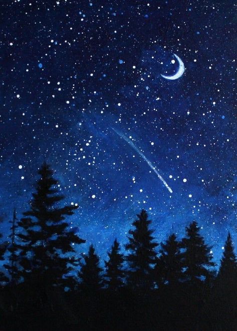 Night Sky Drawing, Drawing Sky, Sky Drawing, Watercolor Night Sky, Night Sky Art, Drawing Stars, Night Sky Painting, Sky Art Painting, Star Painting