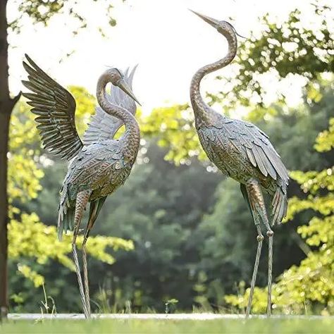 Large Outdoor Statues, Art Statues, Metal Sculptures Garden, Glass Hummingbird Feeders, Open Wings, Outdoor Garden Statues, Lawn Ornaments, Bird Statues, Metal Birds