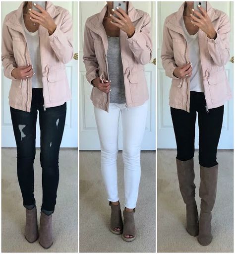 Six Pink Jacket Outfit Ideas Light Pink Jacket Outfit, Clothing Repurpose, Parka Outfits, Spring Jacket Outfit, Pink Jacket Outfit, Jacket Outfit Ideas, Light Pink Jacket, Neon Prom Dresses, Look Legging