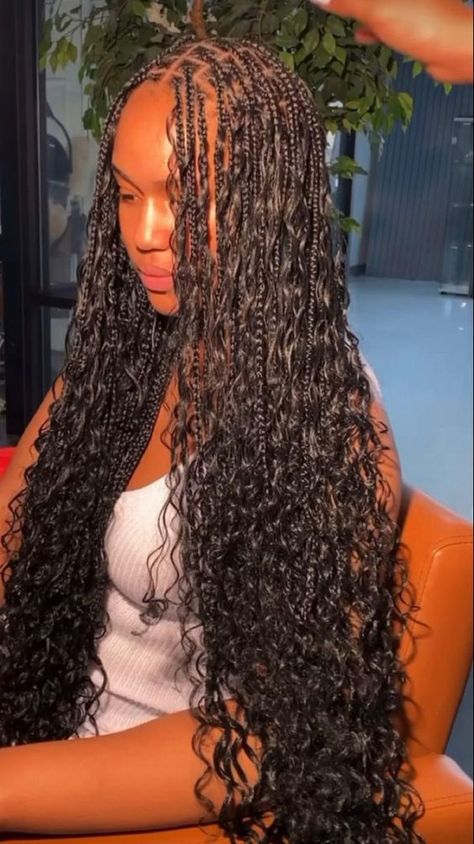 Long Goddess Knotless Braids, Small Goddess Knotless Braids, Goddess Knotless Braids, Goddess Knotless, Natural Braided Hairstyles, Goddess Braids Hairstyles, Braids Hairstyles Pictures, Quick Braided Hairstyles, Cute Box Braids Hairstyles