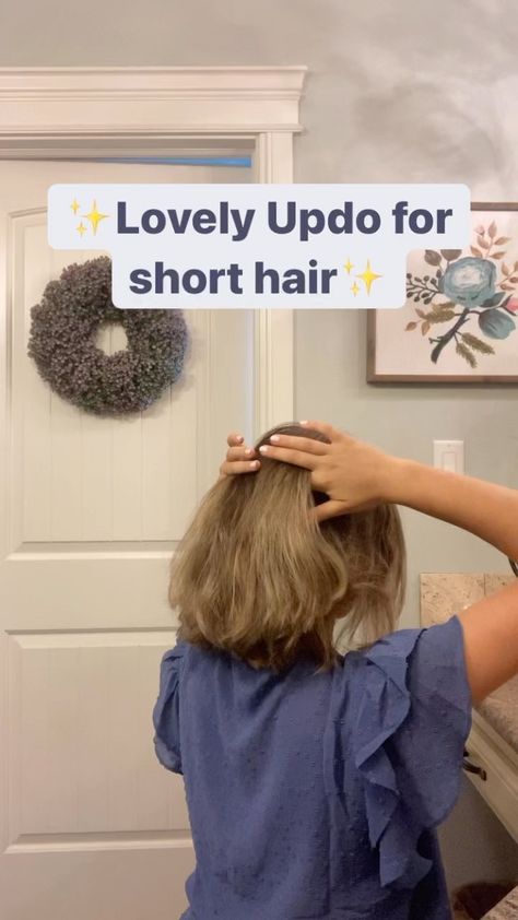 Macy Bryan | School has started and it’s officially dance season, who’s EXCITED?!🙋‍♀️ If you want a lovely updo + have short hair, this hairstyle is a… | Instagram Short Bob Updo, Bob Updo Hairstyles, Cute Ponytail Styles, Bob Updo, Short Hair Updo Tutorial, Short Hair Ponytail, Hair Curling Tutorial, Long Hair Ponytail, Cute Ponytails