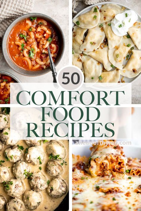 Comfort Food Dinners, Best Comfort Food Recipes, Cozy Soups, Baked Ziti With Sausage, Meat Lasagna, Vegetarian Comfort Food, Healthy Lunch Meal Prep, Homemade Hamburgers, Comfort Food Recipes Dinners