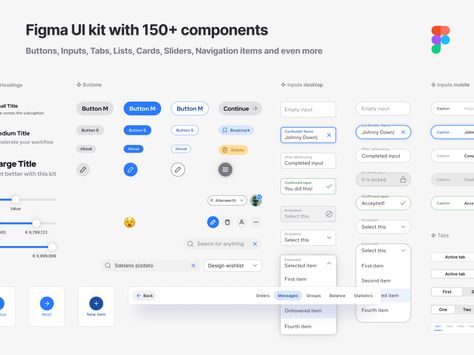 Figma components library - Buttons, Inputs, Tabs and more by Roman Kamushken Desktop Application Ui Design, Web Components, Application Ideas, Ui Buttons, Figma Design, Ux Kits, Guide Design, Ui Ux 디자인, Ux Inspiration