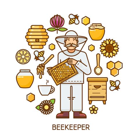 Bee Movie Characters, Beekeeper Art, Honey Illustration, Bee Flower, Bee Movie, Bee On Flower, Free Cartoons, Natural Logo, Honey Jar