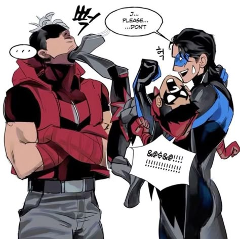 Damian Wayne Fanart, Nightwing And Starfire, Jason Todd Red Hood, Dc Fanart, Batfamily Funny, Red Hood Jason Todd, Wayne Family, Western Comics, Univers Dc