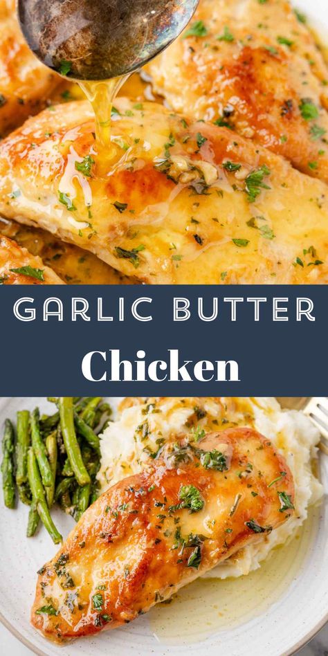 Garlic Butter Chicken Garlic Butter Sauce For Chicken, Garlic Chicken Bake, Slow Cooker Garlic Butter Chicken, Slow Cooker Garlic Chicken, Garlic Butter Chicken Breast, Boneless Chicken Breast Recipes, Butter Garlic Chicken, Garlic Chicken Bites, Butter Chicken Sauce