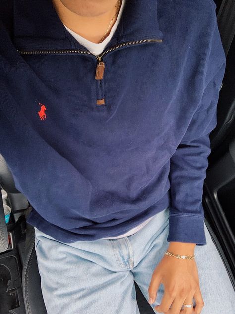 Quarter Zip Outfit Men, Polo Ralph Lauren Aesthetic, Quarter Zip Outfit, Polo Ralph Lauren Outfits, Preppy Boys, Polo Outfit, Ralph Lauren Quarter Zip, Skandinavian Fashion, Ralph Lauren Pullover