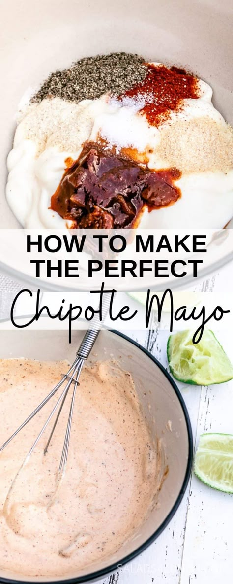 This easy Chipotle Mayo recipe is just about the tastiest dipping sauce and it works with just about everything! With a few simple ingredients like chipotle in adobo sauce, mayonnaise, a dash of lime juice, and smoked paprika you have a delicious dip. And it just takes minutes to make! Chipotle Mayo Recipe, Chipotle In Adobo, Mayo Dip, Chipotle In Adobo Sauce, Mayo Recipe, Mayo Sauce, Chipotle Mayo, Condiment Recipes, Chipotle Sauce