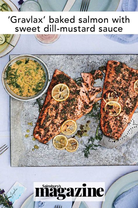 This centrepiece salmon is perfect for prepare-ahead summer entertaining, incorporating the flavours of the classic Scandinavian cured fish, gravlax. Get the Sainsbury's magazine recipe Scandavian Style, Gravlax Salmon, Cured Fish, Dill Mustard Sauce, Magazine Recipe, Marinated Salmon, Traditional Recipes, Mustard Sauce, Salmon Dishes