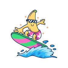 Surfboard Drawing, Surf Tattoo, Cartoon Banana, Funny Fruit, Fruit Vector, Vector Character Design, Banana Art, Brick Wall Background, Vector Icons Illustration