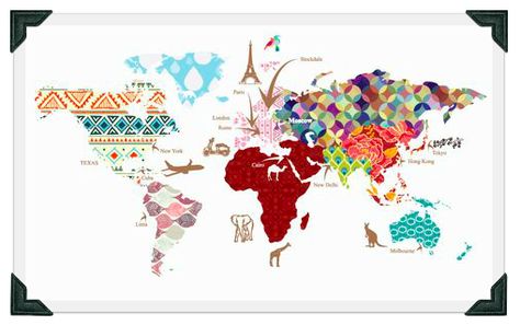 World Map Sticker, World Map Wall Decal, World Map Mural, Map Wall Decal, World Map Wall Decor, Map Wall Mural, Map Murals, Map Pattern, World Map Decal