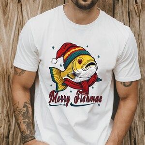 Fisherman Christmas, Fisherman T-shirt, merry Fishmas Heavy Cotton Tee, Merry Christmas gifts, Santa Merry Fishmas, Santa Shirt, Merry Christmas Gifts, Santa Shirts, Fishing T Shirts, Heavy Cotton, Cotton Tee, Merry Christmas, Fishing