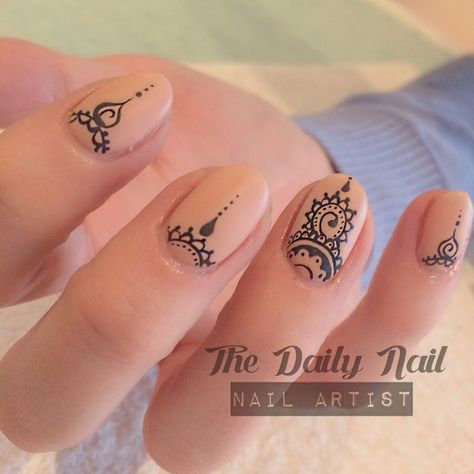 Henna nails by The Daily Nail using #JessicaGELeration Indian Nail Designs, Cute Mehndi, Indian Nail Art, Henna Nail Art, Nails Funky, Mandala Nails, Indian Nails, Henna Nails, Maroon Nails