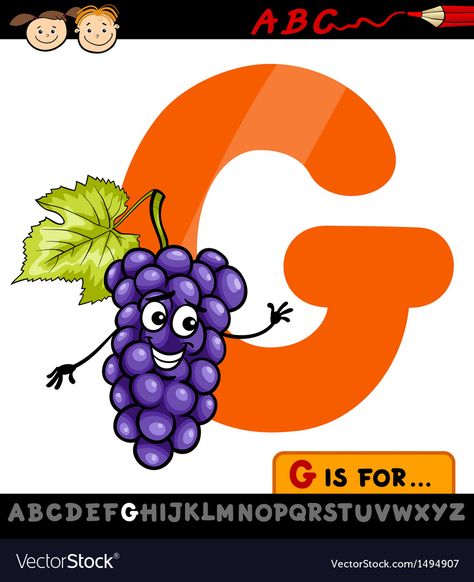 G For Grapes, Alphabet Phonics, Children Education, Letter G, Kids Education, Cartoon Illustration, Phonics, Png Images, Adobe Illustrator