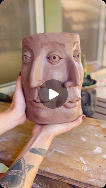 Pottery Faces Ideas, Pottery Face, Ceramic Face, Face Vase, Slab Pottery, Hand Built Pottery, Have A Great Weekend, Ceramic Ideas, Big Love