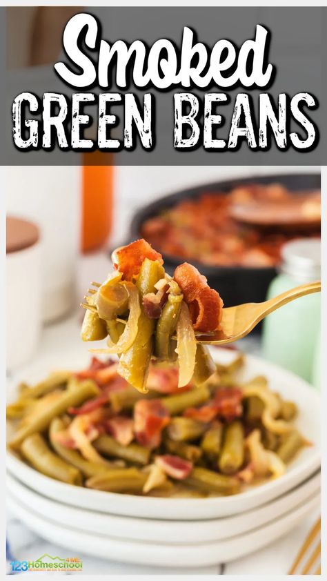 Looking for yummy smoking sides? Or perhaps you are just looking for the best way to cook green beans. There are so many yummy ways to prepare grean beans, but my favorite is smoke green beans. These best green beans have a yummy, simple sauce and are so forgiving as far as timing. You can even roast the green vegetables in the oven with this green beans recipe. Smoked Green Beans, Cook Green Beans, Vegetables In The Oven, Roast In Oven, Best Green Beans, Soy Sauce Green Beans, Grean Beans, Easy Egg Casserole, Pumpkin Pie Oatmeal