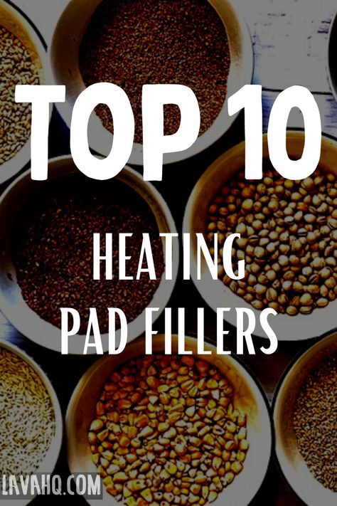 bowls of each of the top 10 heating pad fillers Bean Bag Heating Pad, Heating Pad Pattern, Diy Rice Bags, Diy Heat Pack, Homemade Heating Pad, Rice Heat Pack, Diy Heating Pad, Microwave Heat Pack, Rice Heating Pads