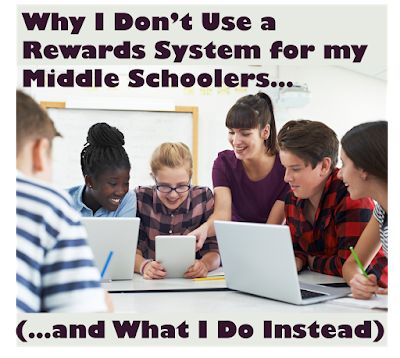 Why I don't use a rewards system for my middle schoolers (and what I do instead). Middle School Incentives, Middle School Rewards, High School Teaching, Classroom Management Rewards, Class Reward System, Reward System For Kids, Online Jobs For Moms, Reading Task Cards, School Middle School