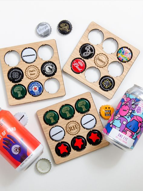 Shop our wide range of personalised Christmas gifts for him that are thoughtful and unique. Beer Cap Coasters, Beer Gift Ideas, Gift Ideas Craft, Wooden Gifts For Him, Bottle Cap Coasters, Beer Map, Craft Beer Gifts, Personalised Bottle, Stag Design