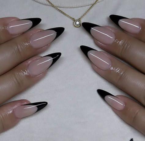 french tip Ombre Nail Design, Black Prom Nails, Blue Prom Nails, Black French Nails, Black Almond Nails, Prom Nails Red, Black Stiletto Nails, Ombre Nail Designs, Red Nail Designs