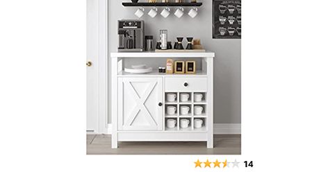 Amazon.com: 4ever2buy Farmhouse Coffee Bar Cabinet with 9 Wine Racks, Kitchen Sideboard Buffet Cabinet with Barn Door, White Coffee Bar with Storage, Wine Bar Cabinet with Adjustable Shelf for Dining Living Room : Home & Kitchen White Coffee Bar, Small Bar Cabinet, White Buffet Cabinet, Farmhouse Buffet Cabinet, Kitchen Buffet Cabinet, Coffee Cabinet, Coffee Bar Cabinet, Farmhouse Buffet, Farmhouse Coffee Bar