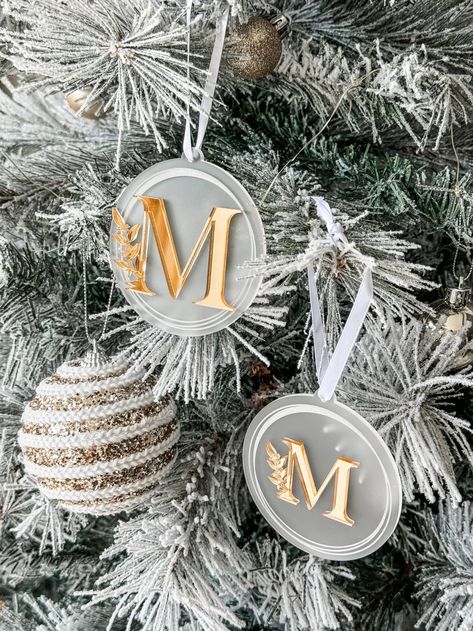 Elevate your holiday decor with our exquisite Monogram Ornament. Crafted with precision and attention to detail, this ornament allows you to add a touch of personalisation to your Christmas tree in your chosen colours and styles. Monogram Ornament details: Your choice of acrylic colours Acrylic Christmas Tree Ornaments, Lasercut Christmas Ideas, Acrylic Christmas Decorations, Laser Christmas Ideas, Acrylic Ornaments Diy, Acrylic Laser Projects, Christmas Laser Cut Ideas, Laser Cut Christmas Decorations, Laser Ornaments