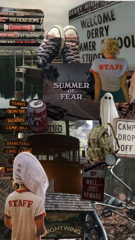 Slasher Summer moodboard #slashersummer #slasher #slasherfilms #summer #summercamp Summer Camp Aesthetic Outfits, 80s Summer Outfits, Slasher Summer, Paranormal Aesthetic, Pizza Wedding, Summer Camp Aesthetic, 80’s Aesthetic, Summer Moodboard, Summer Bash