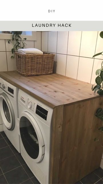 Bathroom With Washing Machine And Dryer, Bathroom Ideas Washing Machine And Dryer, Industrial Washer And Dryer, Washing Machine Wooden Cover, Washing Machine And Dryer In Bathroom, Washing Machine Ideas, Washing Machine Topper, Washing Machine Top Cover, Dryer Cover