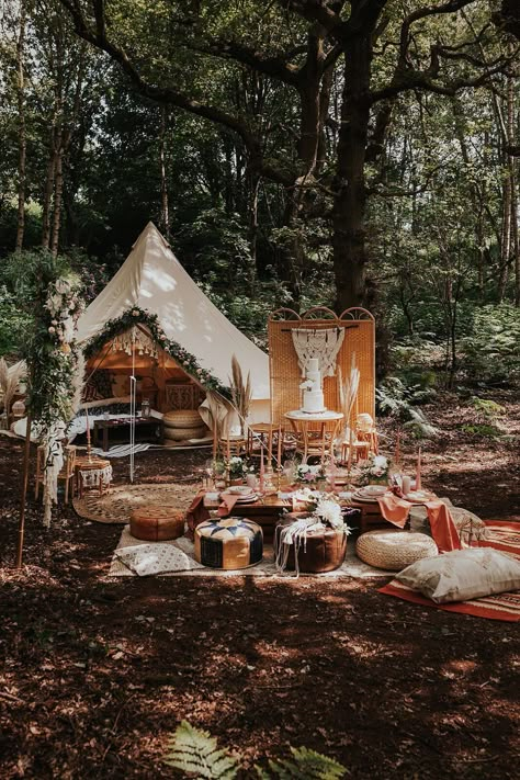 Boho Woodland Wedding, Boho Tent, Glamping Weddings, Tipi Tent, Festival Bride, Wedding Styled Shoot, Bell Tent, Outdoor Tent, Micro Wedding