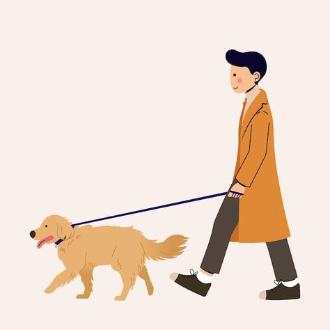 Man walking his dog | Premium Vector #Freepik #vector #illustration #leash #walking-dog #dog-walking Dog Walking Illustration, Walking Dog, Dog Illustration, Dog Drawing, Dog Dog, Dog Walking, Premium Vector, Graphic Resources, Poppies