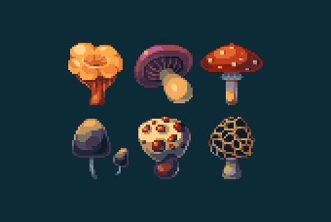 Art Mushrooms, Piskel Art, Arte Indie, Pixel Art Tutorial, Arte 8 Bits, 8bit Art, Cool Pixel Art, Pixel Art Characters, Isometric Art