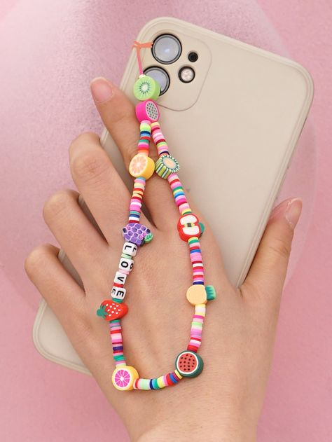 Multicolor  Collar  Polymer Clay   Embellished   Phone/Pad Accessories Hand Jewelry Rings, Diy Jewelry Making Tutorials, Bracelet Craft Diy, Bead Charms Diy, Clay Bracelet, Diy Bracelet Designs, Beaded Crafts, Colorful Jewelry, Diy Crafts Jewelry