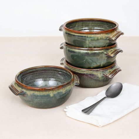 <ul>  	<li><span style="font-weight: 400;">Handmade Stoneware</span></li>  	<li style="font-weight: 400;"><span style="font-weight: 400;">Approx. 5" x 5" x 2.5"</span></li>  	<li>Volume: approx. 2 cups</li>  	<li style="font-weight: 400;"><span style="font-weight: 400;">Due to the handmade nature of our products, small variations in shape, size, color, and pattern will occur.</span></li>  	<li style="font-weight: 400;"><span style="font-weight: 400;">Oven, Microwave, and Dishwasher Safe</span></ Soup Bowls Ceramic, Soup Bowls With Handles, Chili Bowl, Pottery Painting Designs, Pottery Handbuilding, Hand Built Pottery, Pottery Crafts, Clay Art Projects, Oven Microwave