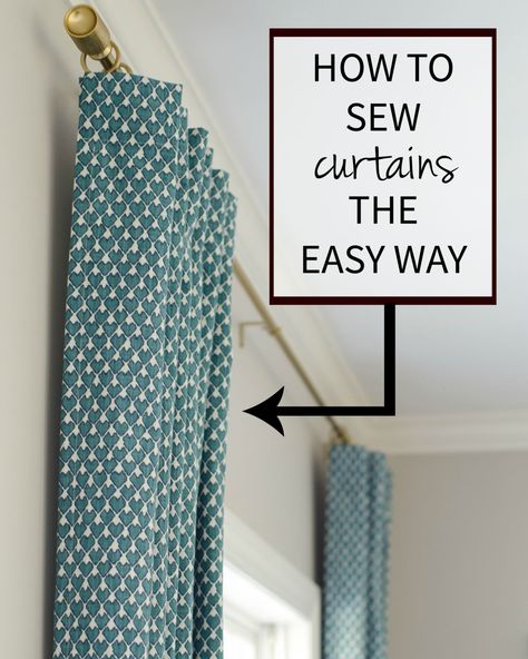 An easy-to-follow tutorial for how to sew curtains yourself. So simple and will save you TONS of money! Sew Curtains For Beginners Diy, Sewing Projects Curtains, How To Sew Window Curtains, Sew Your Own Curtains, Sew Curtains Ideas, Sewing Curtains Ideas, Curtain Sewing Tutorial, Simple Curtains Diy, Diy Sew Curtains