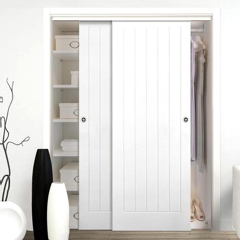 Sliding Wardrobe Doors & Sliding Door Kits | Bedroom - Directdoors.com Bedroom Cupboard Designs Sliding Wardrobe, Wardrobe Doors Sliding, Bedroom Cupboard Doors, Hallway Cupboards, Sliding Cupboard, Bedroom Built Ins, Fitted Wardrobe, Bedroom Built In Wardrobe, Bedroom Cupboard