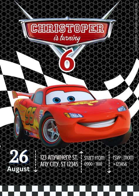 Cars Movie Birthday Invitation, Pixar Cars Invitations, Disney Cars Invitation Template, Cars Birthday Invitations Free Template, Cars Invitation Template Free Printable, Car Birthday Invitations Free, Disney Cars Theme, Car Birthday Party Invitations, Pixar Cars Birthday