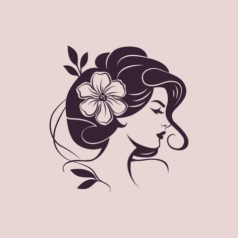 Hair Brand Logo, Logo Woman, Logo Design Women, Flowers Logo, Baby Shower Images, Hair Clipart, Hair Logo, Woman Logo, Beauty Salon Logo