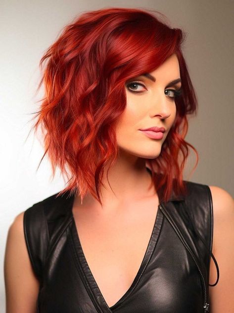 Medium Red Hair Styles, Mid Length Red Hair, Medium Shaggy Bob, Medium Wavy Hairstyles, Medium Red Hair, Shaggy Bobs, Rocker Hair, Medium Length Wavy Hair, Medium Waves