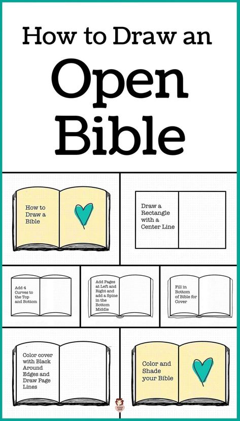 How to Doodle a Bible 4 Easy Ways- How to Doodle a Book 4 Easy Ways How To Draw A Bible, Bible Doodling Ideas Simple, Christian Doodles Simple, Scripture Crafts, How To Doodle, Mini Bible, About Bible, Doodle A, Open Bible