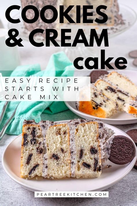 Cookies N Cream Cake Recipe, Oreo Buttercream Frosting, Fall Desserts Thanksgiving, Doctored Cake Mix Recipes, Oreo Cookie Cake, Cookies And Cream Frosting, Oreo Buttercream, Cookie Crunch, Cookies And Cream Cake