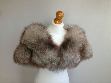 Vtg Huge Norwegian Blue Ivory Natural Real Fox Fur Cape Stole Wrap Bolero Shrug | eBay: Fur Bolero, 1940s Outfits, Hollywood Costume, Antique Picture Frames, Bolero Shrug, Fur Cape, Fur Fashion, Girly Stuff, It's Cold