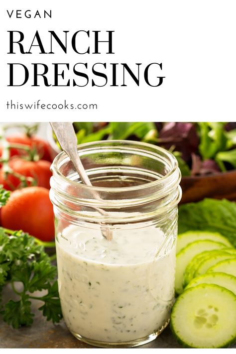 Easy Vegan Ranch Dressing Healthy Ranch, Healthy Ranch Dressing, Ranch Dressing Recipe Homemade, Ranch Dip Recipe, Vegan Ranch Dressing, Healthy Appetizer, Easy Salad Dressing, Ranch Dressing Recipe, Vegan Ranch