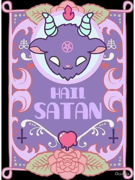 "Hail Satan Kawaii Baphomet" Poster for Sale by Occultix | Redbubble Pastel Punk Aesthetics, Kawaii Baphomet, Bubblegum Goth, Pastel Punk, Easy Pixel Art, Dark Art Illustrations, Creepy Cute, Pastel Goth, Horror Art