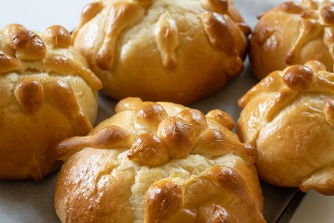 History of Pan de Muerto - or Bread of the dead- with two recipes, traditional and chocolate. Bread Of The Dead Recipe, Dead Bread Recipe, Day Of The Dead Bread, Bread Of The Dead, Mexican Bread, Book Of The Dead, Traditional Mexican, Baking Pan, Baking Pans