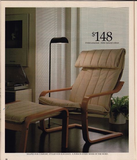 1980s Living Room, Poang Chair, 80s Deco, Ikea Poang Chair, Budget Furniture, Vintage Ikea, Ikea Products, Ikea Catalog, Big Room